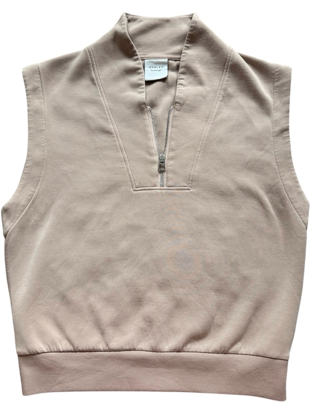 Varley Women’s Loretta Doublesoft Sleeveless Half-Zip Tank in Light Taupe Size S